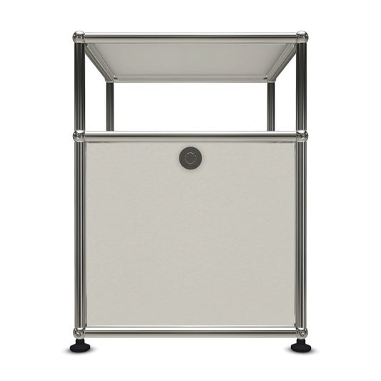 1x2 Modular Metal Sidetable with 1 bottom door & 1 pannel [W395XD350XH(350+175)] by Usm #Pure White [RAL 9010]