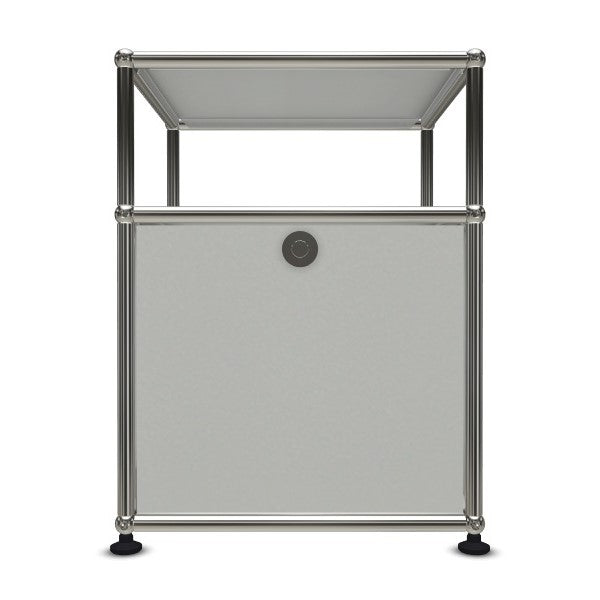 1x2 Modular Metal Sidetable with 1 bottom door & 1 pannel [W395XD350XH(350+175)] by Usm #Light Gray [RAL 7035]