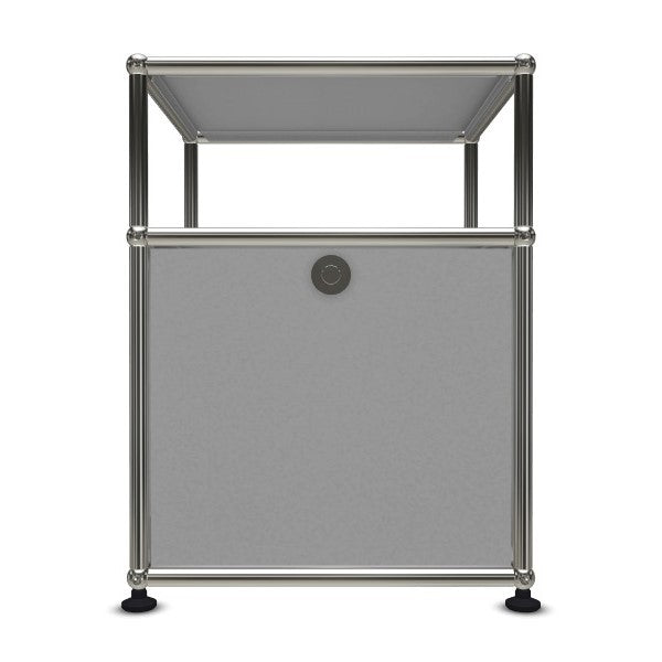 1x2 Modular Metal Sidetable with 1 bottom door & 1 pannel [W395XD350XH(350+175)] by Usm #USM Matte Silver