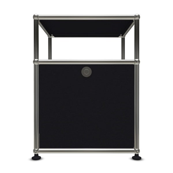 1x2 Modular Metal Sidetable with 1 bottom door & 1 pannel [W395XD350XH(350+175)] by Usm #Graphite Black [RAL 9011]