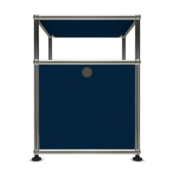 1x2 Modular Metal Sidetable with 1 bottom door & 1 pannel [W395XD350XH(350+175)] by Usm #Steel Blue [RAL 5011]