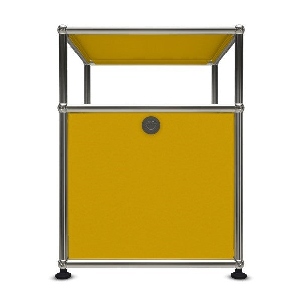 1x2 Modular Metal Sidetable with 1 bottom door & 1 pannel [W395XD350XH(350+175)] by Usm #Golden Yellow [RAL 1004]