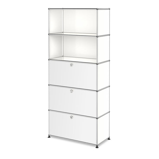 1x5 Modular Metal Shelving System with 3 bottom doors [W750XD350XH(350+350+350+350+350)] by Usm #Pure White [RAL 9010]