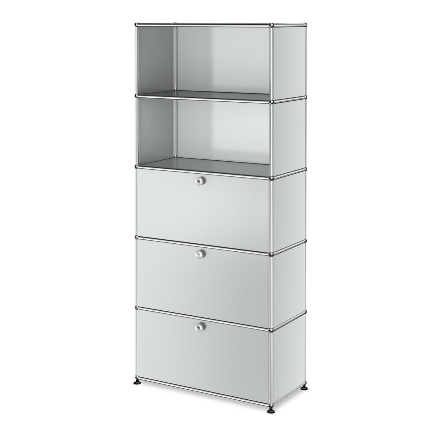 1x5 Modular Metal Shelving System with 3 bottom doors [W750XD350XH(350+350+350+350+350)] by Usm #Light Gray [RAL 7035]