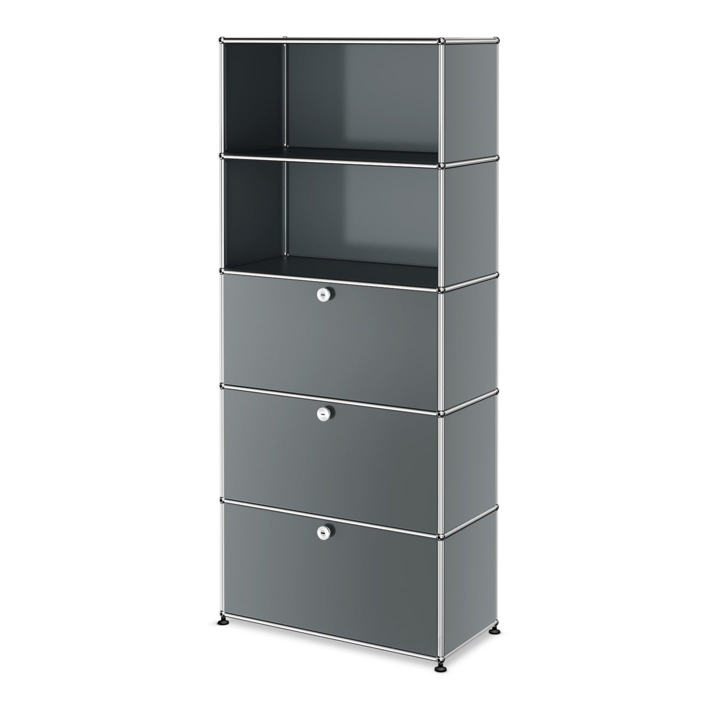 1x5 Modular Metal Shelving System with 3 bottom doors [W750XD350XH(350+350+350+350+350)] by Usm #USM Mid-Gray