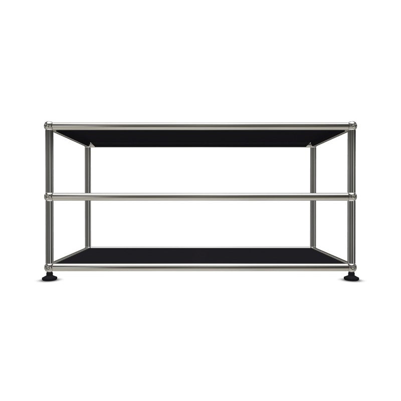 1x2 Modular Metal Sidetable with 2-1 pannels [W750XD350XH(175+175)] by Usm #Graphite Black [RAL 9011]