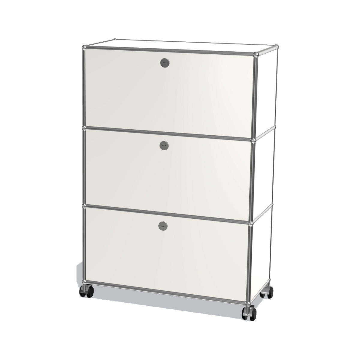 1x3 Modular Metal Highboard with wheels & 3 doors [W750XD350XH(350+350+350)] by Usm #Pure White [RAL 9010]