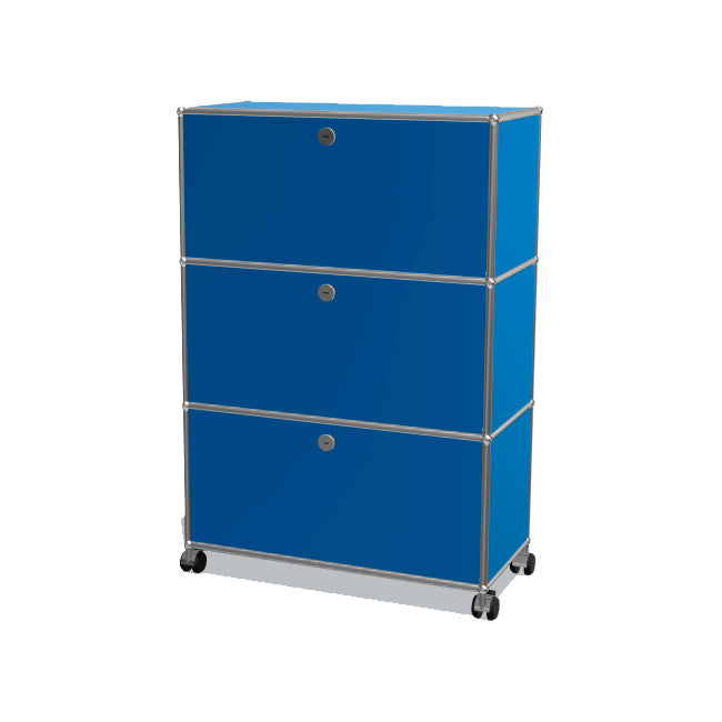 1x3 Modular Metal Highboard with wheels & 3 doors [W750XD350XH(350+350+350)] by Usm #Gentian Blue [RAL 5010]