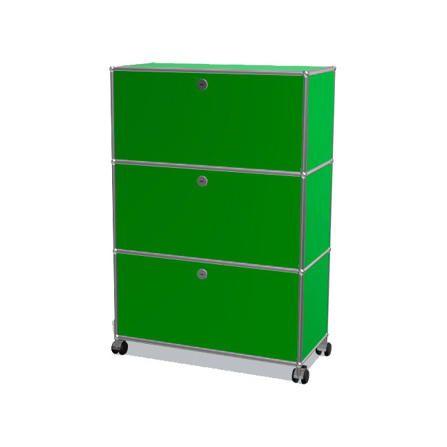 1x3 Modular Metal Highboard with wheels & 3 doors [W750XD350XH(350+350+350)] by Usm #USM Green