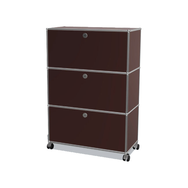 1x3 Modular Metal Highboard with wheels & 3 doors [W750XD350XH(350+350+350)] by Usm #USM Brown