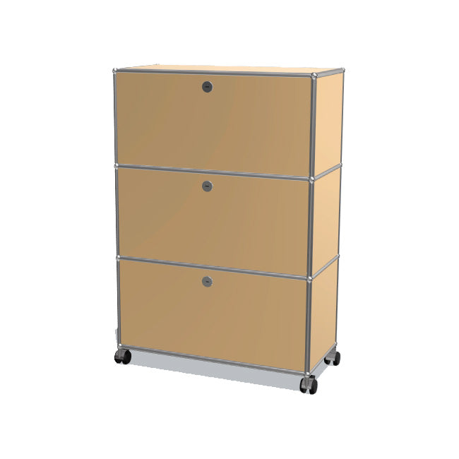 1x3 Modular Metal Highboard with wheels & 3 doors [W750XD350XH(350+350+350)] by Usm #USM Beige