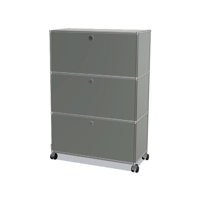 1x3 Modular Metal Highboard with wheels & 3 doors [W750XD350XH(350+350+350)] by Usm #USM Mid-Gray