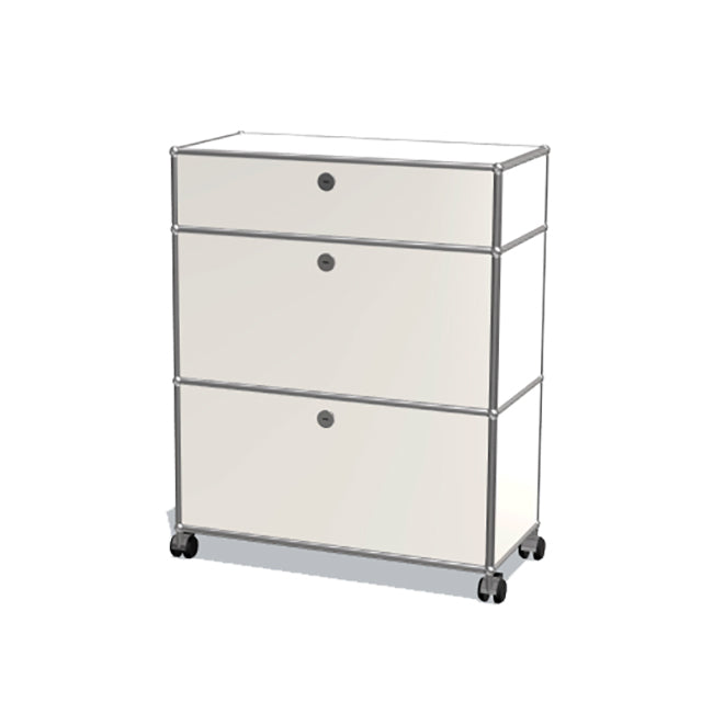 1x3 Modular Metal Highboard with wheels & 3 doors [W750XD350XH(350+350+175)] by Usm #Pure White [RAL 9010]