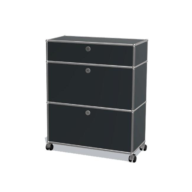 1x3 Modular Metal Highboard with wheels & 3 doors [W750XD350XH(350+350+175)] by Usm #Anthracite [RAL 7016]