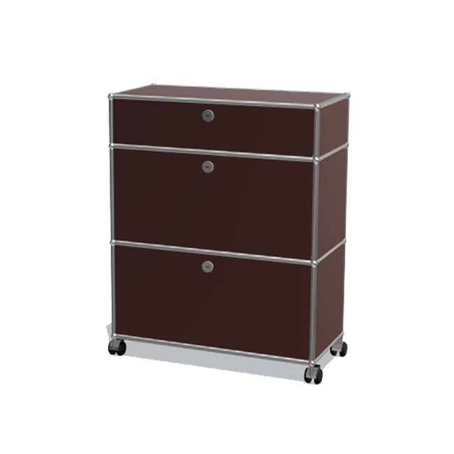 1x3 Modular Metal Highboard with wheels & 3 doors [W750XD350XH(350+350+175)] by Usm #USM Brown