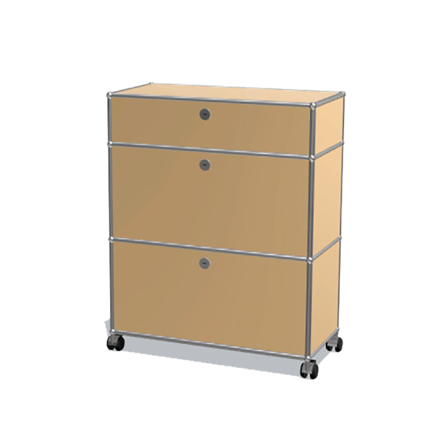 1x3 Modular Metal Highboard with wheels & 3 doors [W750XD350XH(350+350+175)] by Usm #USM Beige