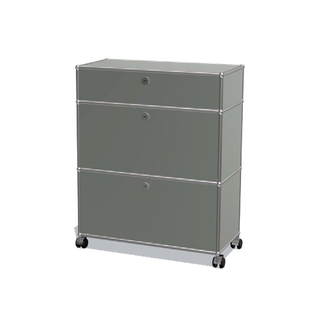 1x3 Modular Metal Highboard with wheels & 3 doors [W750XD350XH(350+350+175)] by Usm #USM Mid-Gray