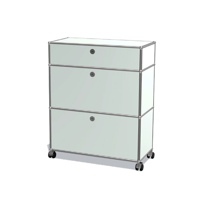 1x3 Modular Metal Highboard with wheels & 3 doors [W750XD350XH(350+350+175)] by Usm #Light Gray [RAL 7035]