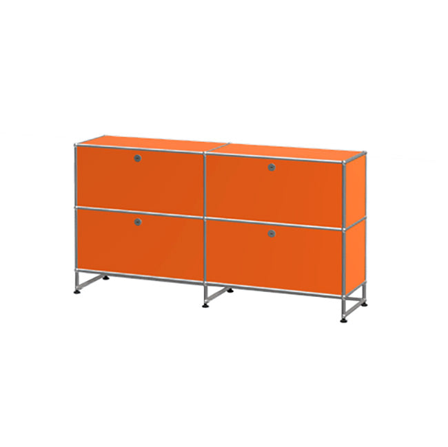 2x3 Modular Metal Sideboard with 4 top doors [W750XD350XH(100+350+350)] by Usm #Pure Orange [RAL 2004]