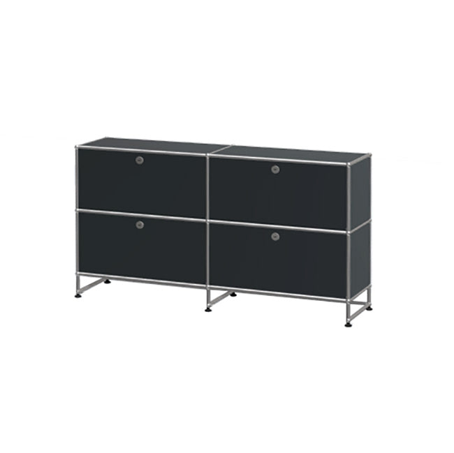 2x3 Modular Metal Sideboard with 4 top doors [W750XD350XH(100+350+350)] by Usm #Anthracite [RAL 7016]