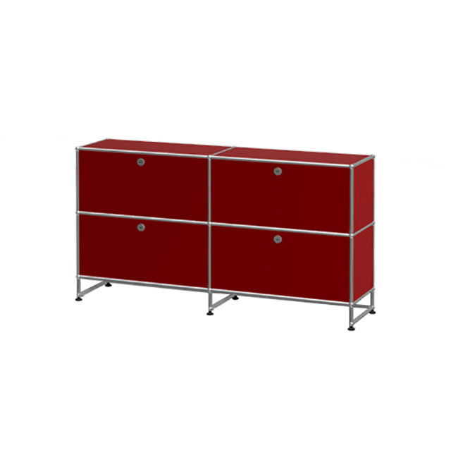 2x3 Modular Metal Sideboard with 4 top doors [W750XD350XH(100+350+350)] by Usm #USM Ruby Red