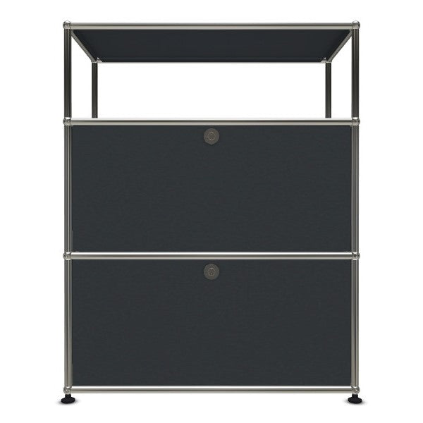 1x3 Modular Metal Highboard with 2 bottom doors [W750XD350XH(350+350+250)] by Usm #Anthracite [RAL 7016]