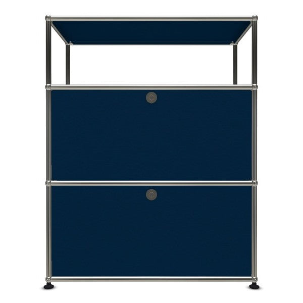 1x3 Modular Metal Highboard with 2 bottom doors [W750XD350XH(350+350+250)] by Usm #Steel Blue [RAL 5011]