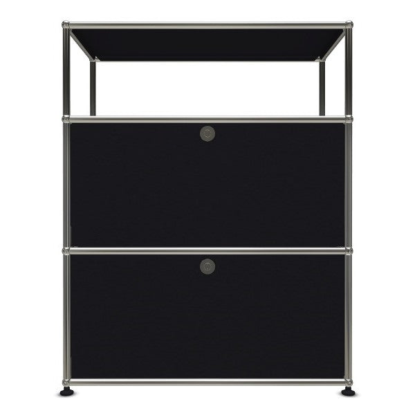 1x3 Modular Metal Highboard with 2 bottom doors [W750XD350XH(350+350+250)] by Usm #Graphite Black [RAL 9011]