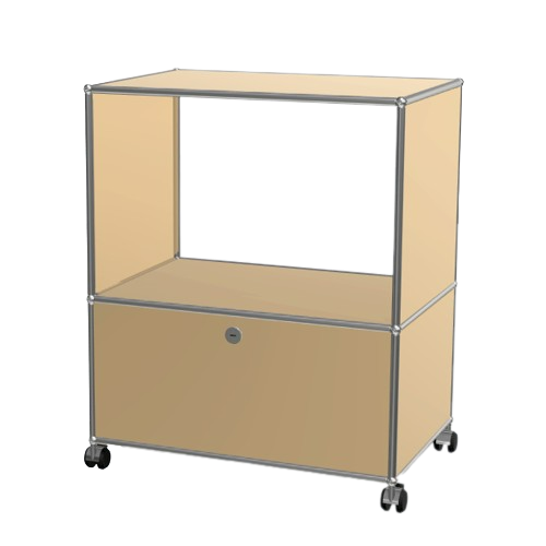 1x2 Modular Metal Sideboard with wheels & 1 bottom door & 3 pannels [W750XD350XH(350+500)] by Usm #USM Beige