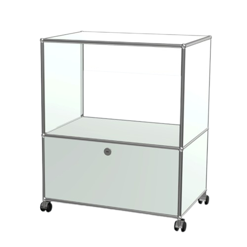 1x2 Modular Metal Sideboard with wheels & 1 bottom door & 3 pannels [W750XD350XH(350+500)] by Usm #Light Gray [RAL 7035]