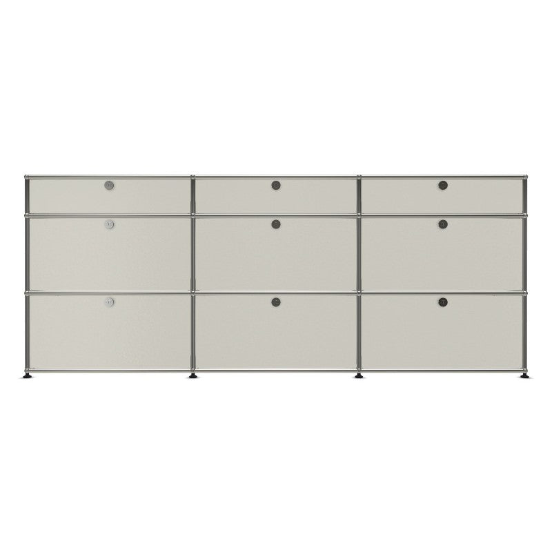 3x3 Modular Metal Sideboard with 9 doors [W(750+750+750)XD350XH(350+350+175)] by Usm #Pure White [RAL 9010]