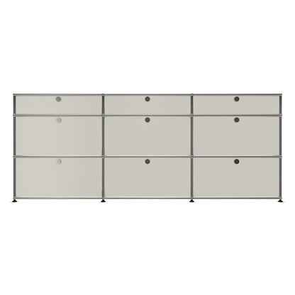 3x3 Modular Metal Sideboard with 9 doors [W(750+750+750)XD350XH(350+350+175)] by Usm #Pure White [RAL 9010]