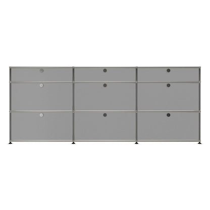 3x3 Modular Metal Sideboard with 9 doors [W(750+750+750)XD350XH(350+350+175)] by Usm #USM Matte Silver