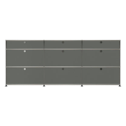 3x3 Modular Metal Sideboard with 9 doors [W(750+750+750)XD350XH(350+350+175)] by Usm #USM Mid-Gray