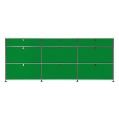 3x3 Modular Metal Sideboard with 9 doors [W(750+750+750)XD350XH(350+350+175)] by Usm #USM Green