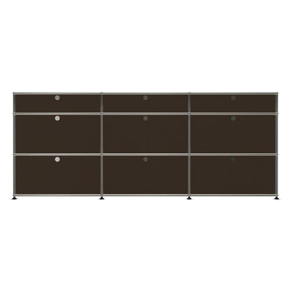 3x3 Modular Metal Sideboard with 9 doors [W(750+750+750)XD350XH(350+350+175)] by Usm #USM Brown