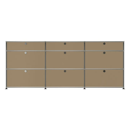 3x3 Modular Metal Sideboard with 9 doors [W(750+750+750)XD350XH(350+350+175)] by Usm #USM Beige