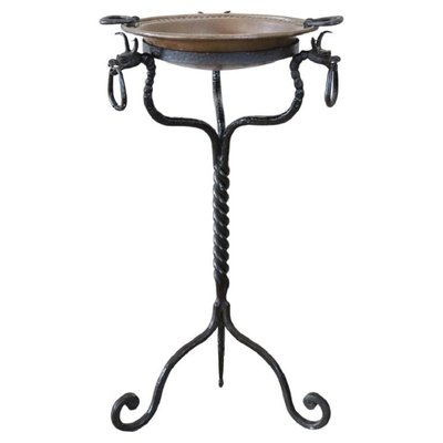 16th Century Brazer in Copper with Wrought Iron Pedestal-DCO-1699889