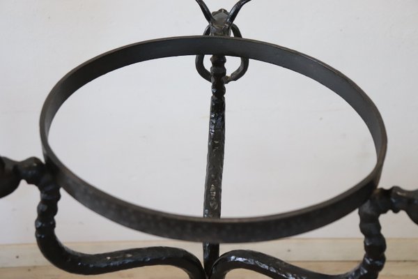 16th Century Brazer in Copper with Wrought Iron Pedestal-DCO-1699889