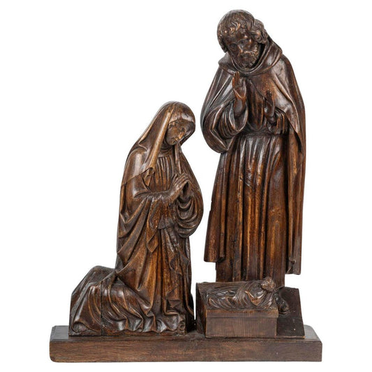 16th Century Religious Sculpture Representing the Nativity in Carved Wood