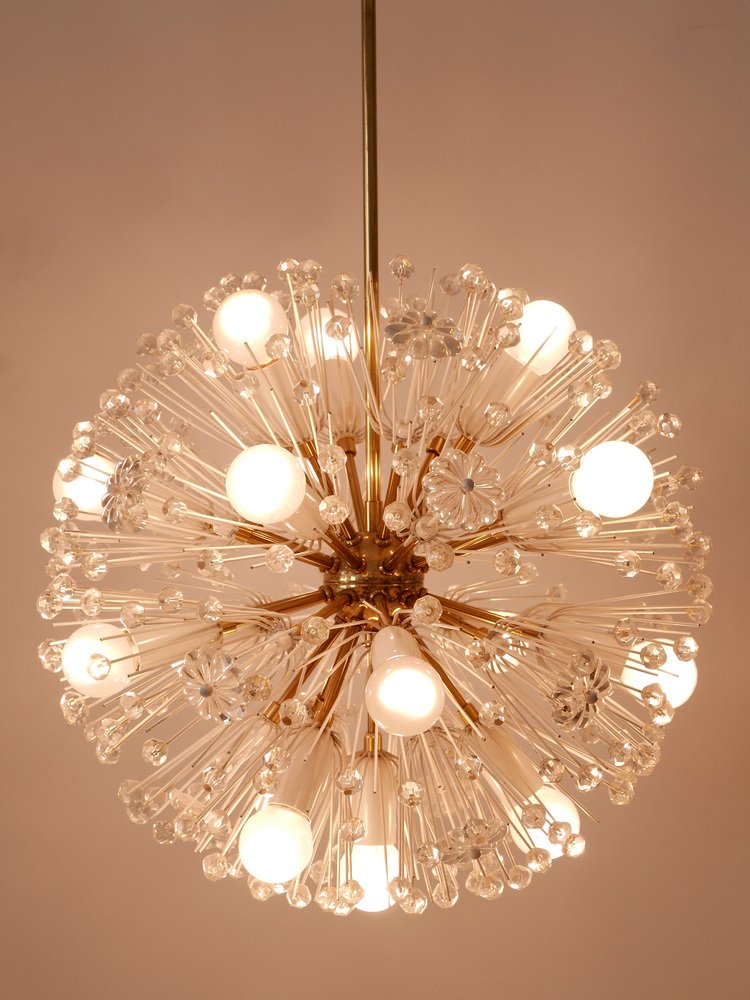 17-Light Dandelion Chandelier by Emil Stejnar for Rupert Nikoll 1950s