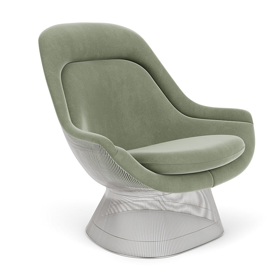 Platner Easy Chair (Frame - Polished Nickel / Upholstery Material - Knoll Velvet) by Knoll