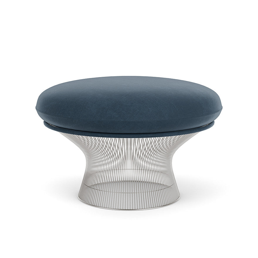 Platner Ottoman (Frame - Polished Nickel / Upholstery Material - Knoll Velvet) by Knoll