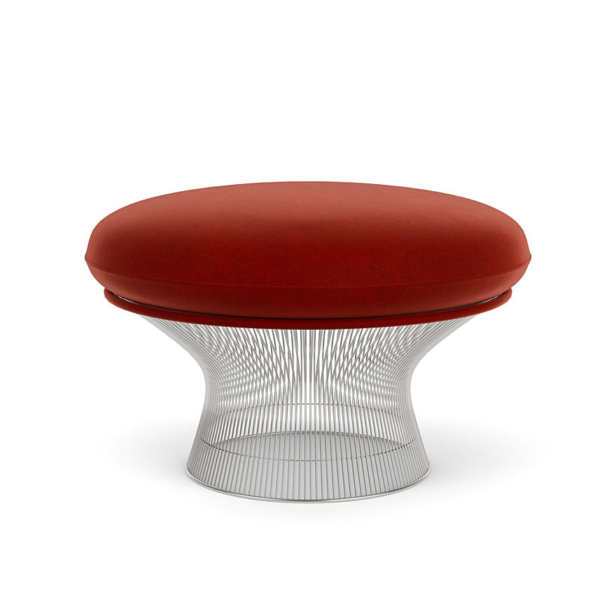 Platner Ottoman (Frame - Polished Nickel / Upholstery Material - Knoll Velvet) by Knoll