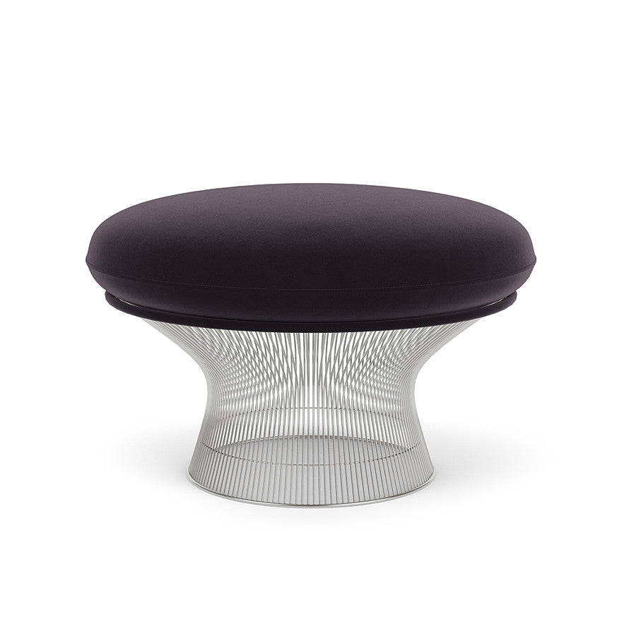 Platner Ottoman (Frame - Polished Nickel / Upholstery Material - Knoll Velvet) by Knoll