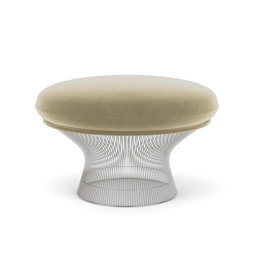 Platner Ottoman (Frame - Polished Nickel / Upholstery Material - Knoll Velvet) by Knoll