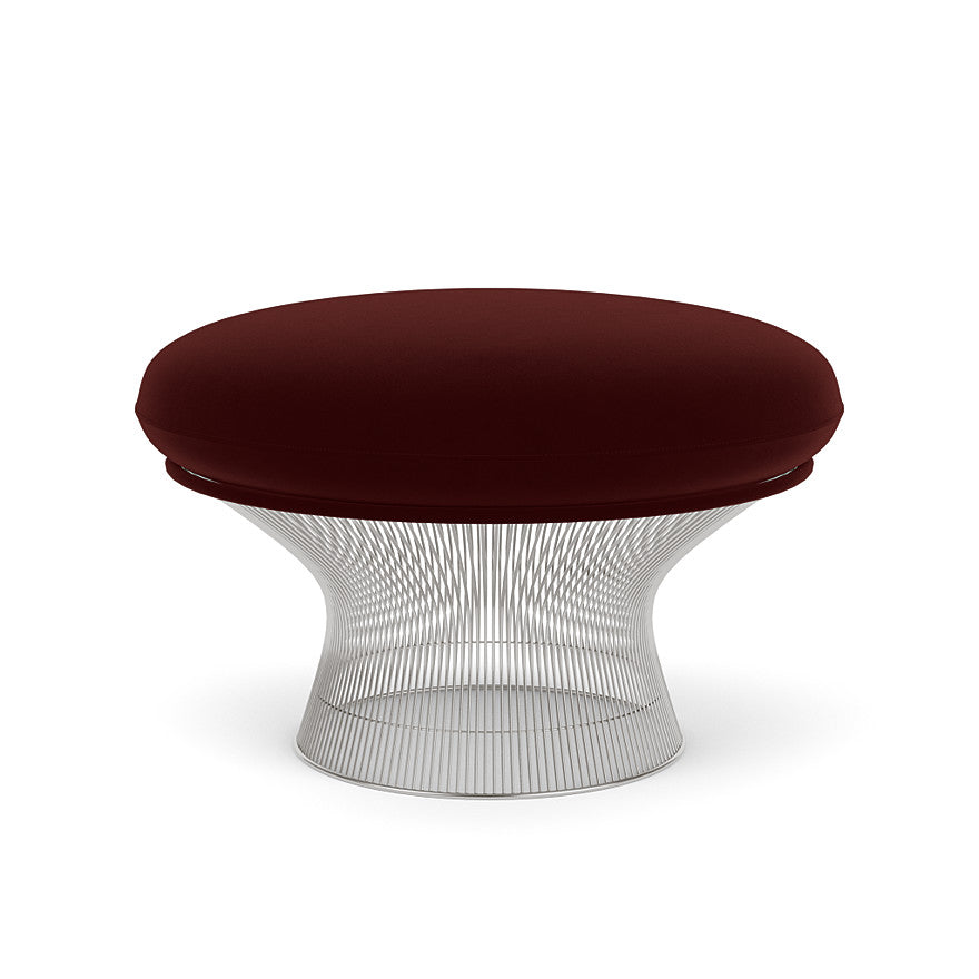 Platner Ottoman (Frame - Polished Nickel / Upholstery Material - Knoll Velvet) by Knoll