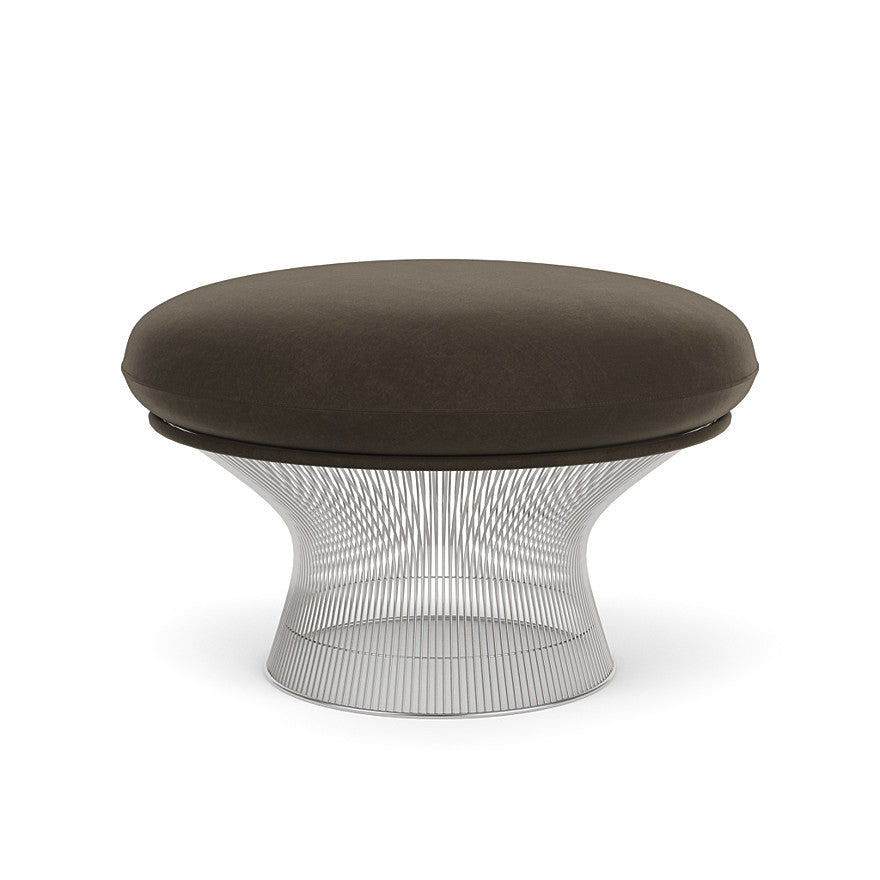 Platner Ottoman (Frame - Polished Nickel / Upholstery Material - Knoll Velvet) by Knoll