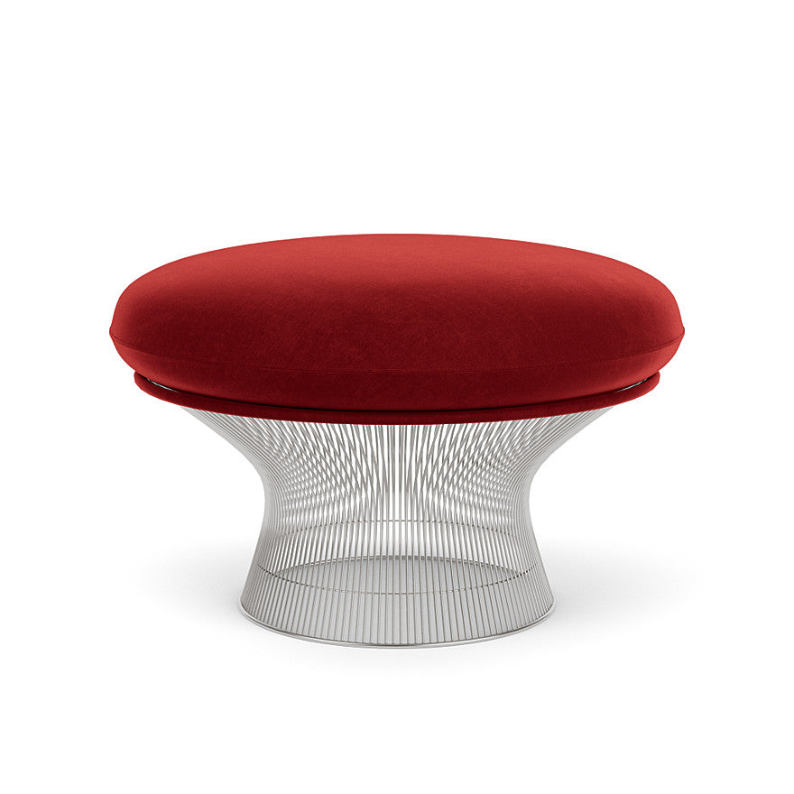 Platner Ottoman (Frame - Polished Nickel / Upholstery Material - Knoll Velvet) by Knoll