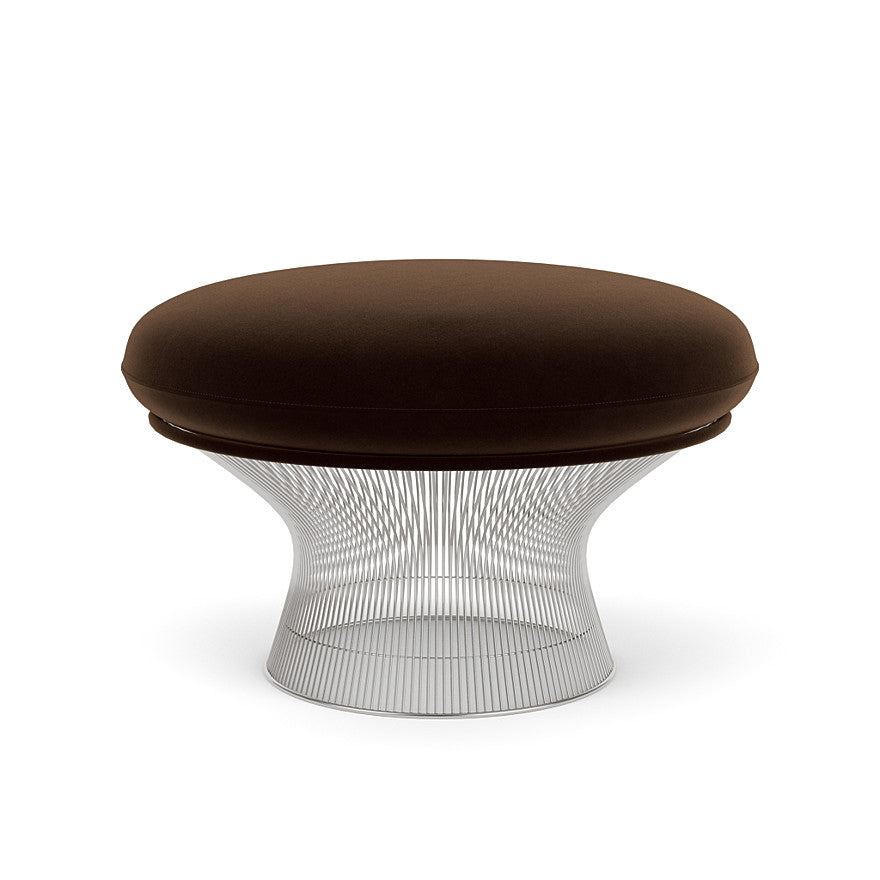 Platner Ottoman (Frame - Polished Nickel / Upholstery Material - Knoll Velvet) by Knoll